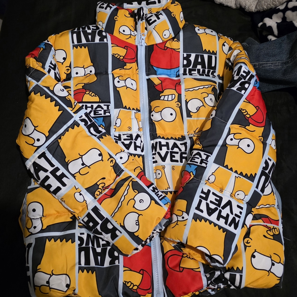 Colorful Cartoon Graphic Puffer Jacket